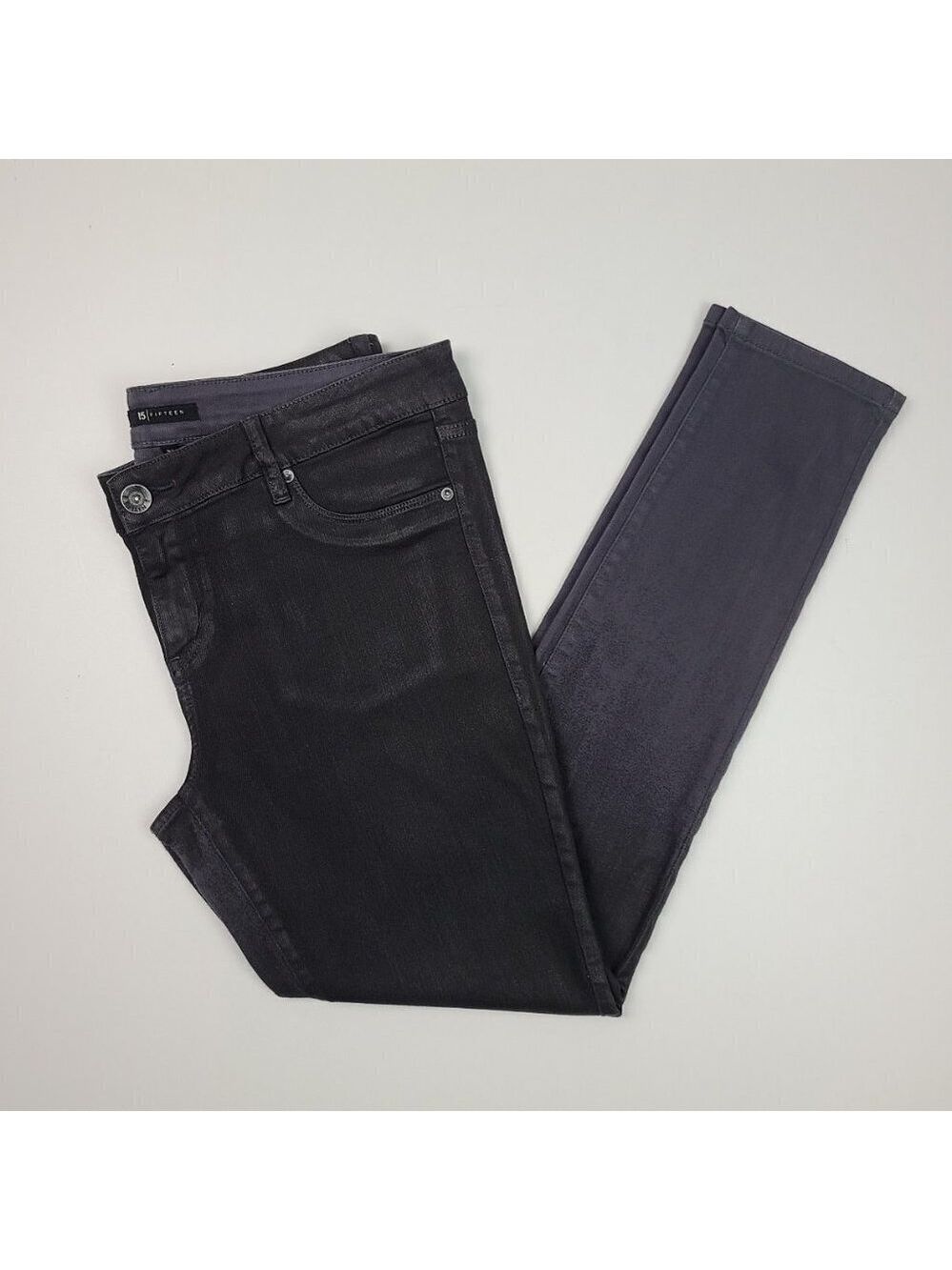 15 Fifteen Metallic Black Skinny Jeans Size 32